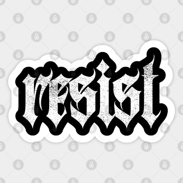 Resist Heavy Metal Vintage Distressed White Typography Sticker by Inspire Enclave